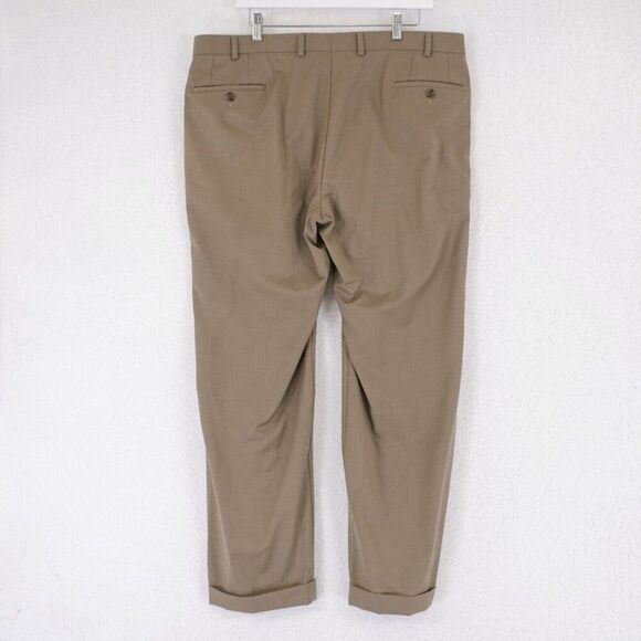 Lauren Ralph Lauren Tan Wool 39/30 Dress Pants Pleated Cuffed Mid Rise Tag 38/30 - Picture 4 of 9